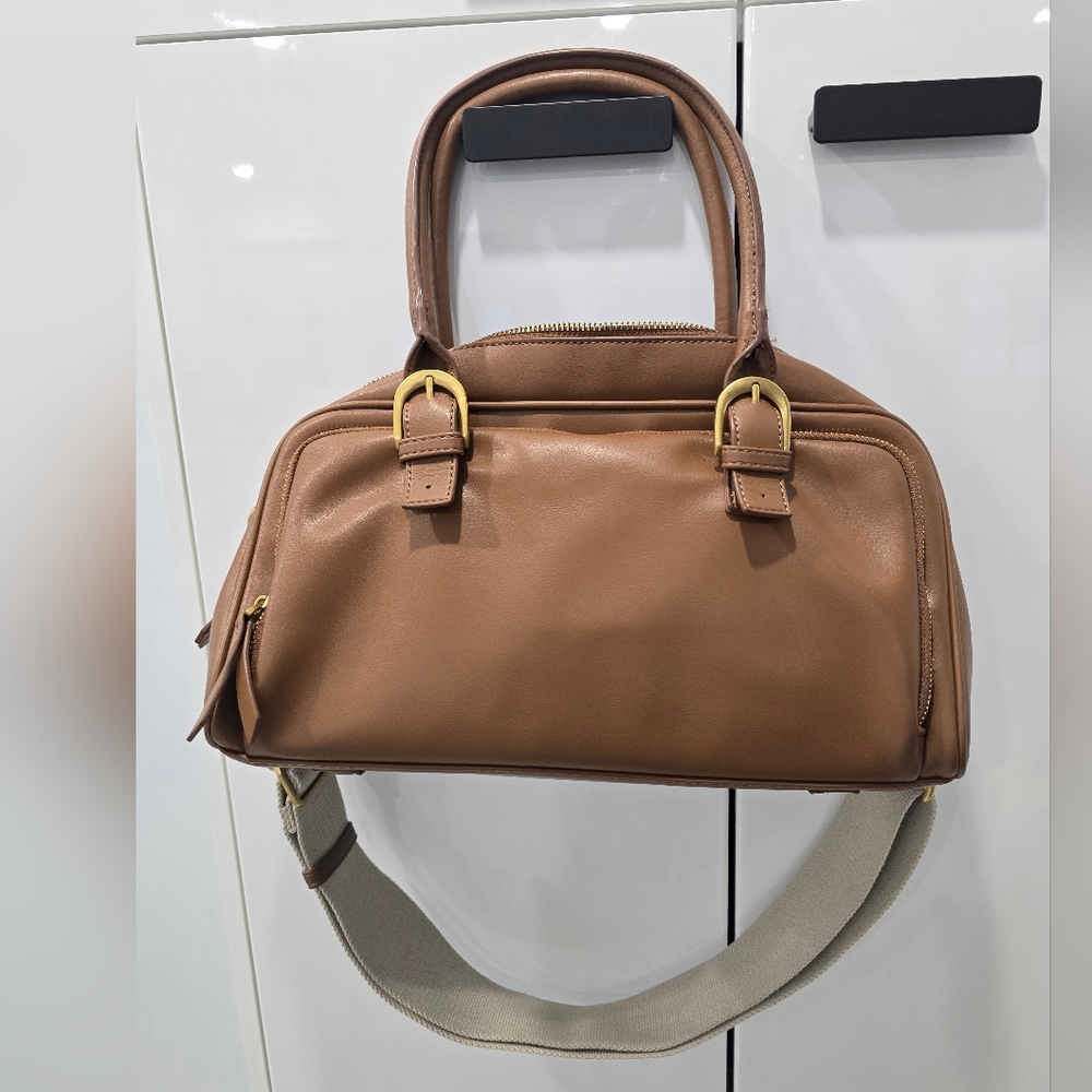 Zara Brown Handbag with Gold Accents
